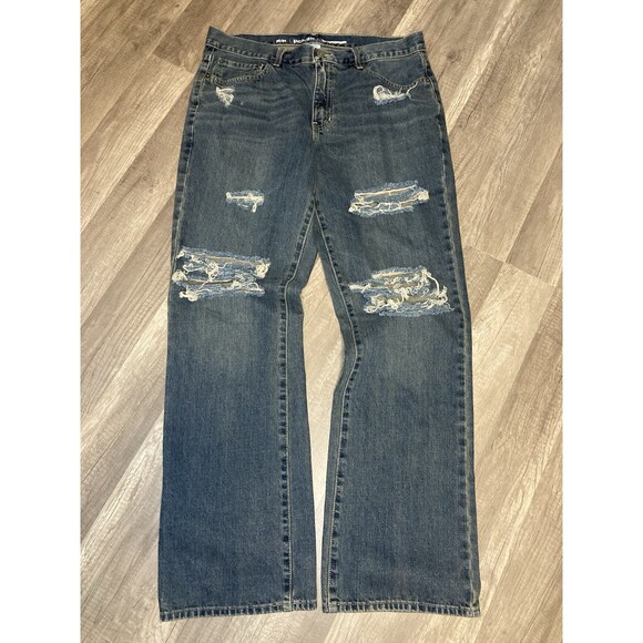 Urban Pipeline 36x34 (MEASURES 35x33.5) Distressed Denim Blue Jeans Relaxed Boot - Picture 1 of 6